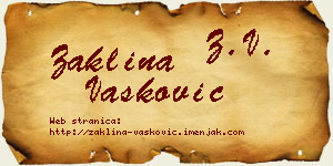 Žaklina Vasković vizit kartica